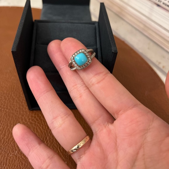 David Yurman Petite Albion Ring with turquoise and diamond LIMITED—LIKE NEW - Picture 4 of 6